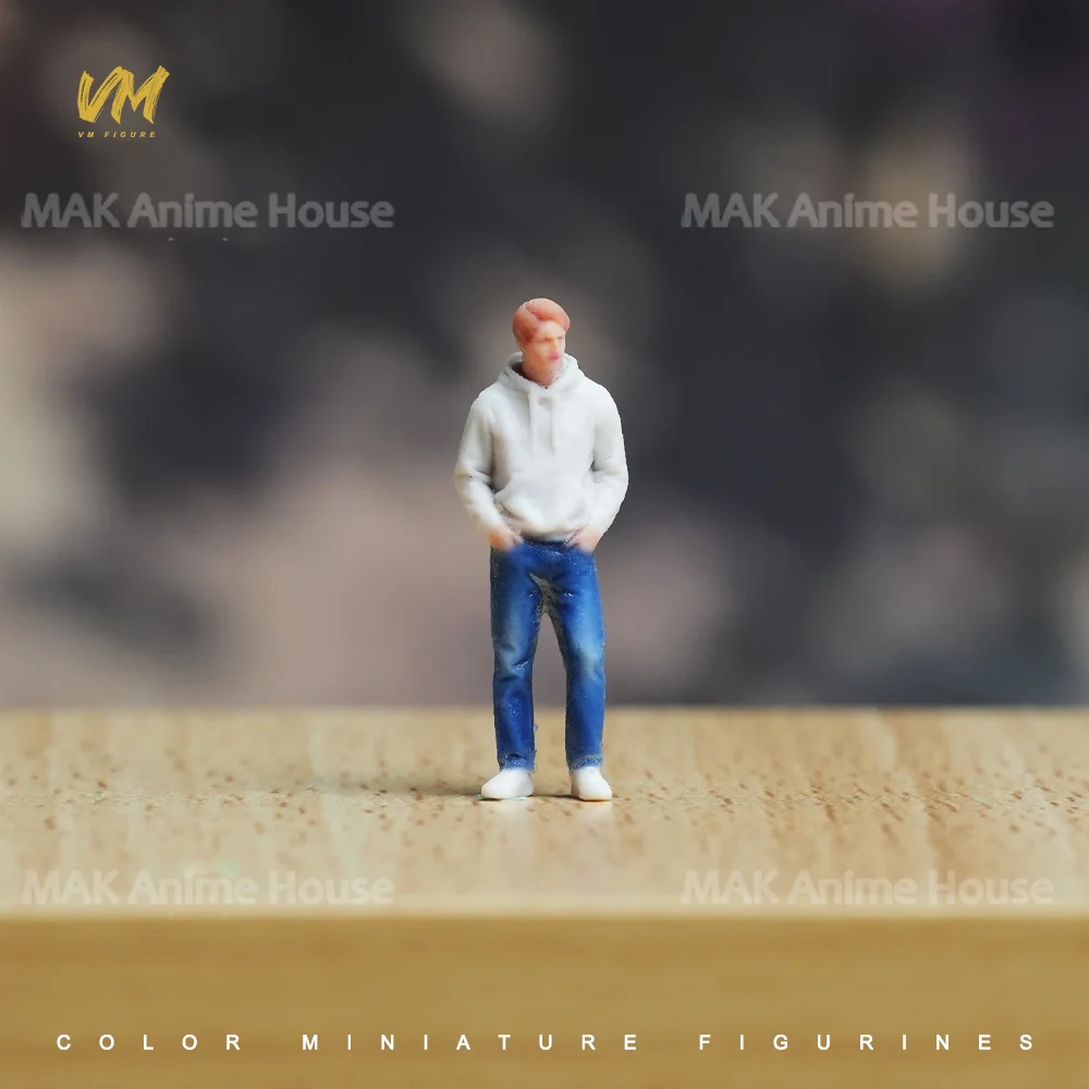 1/87 1/64 1/43 1/24 1/18 トレンディな男性バリスタ キュートなロリ巻き毛の男性修理工 3Dプリント小道具 フィギュア モデル シーン ドール おもちゃ