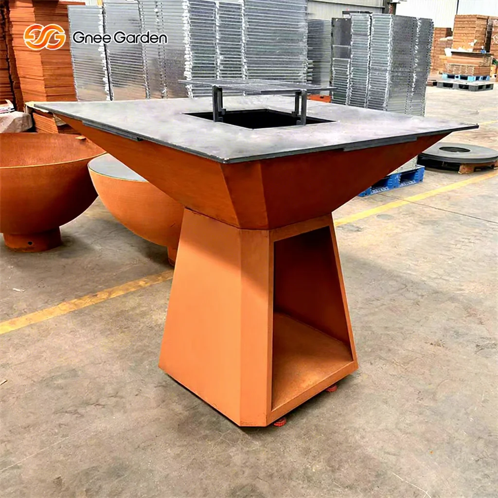 Modern Powder Coated Camping Corten Steel Charcoal BBQ Grill Fire Pit