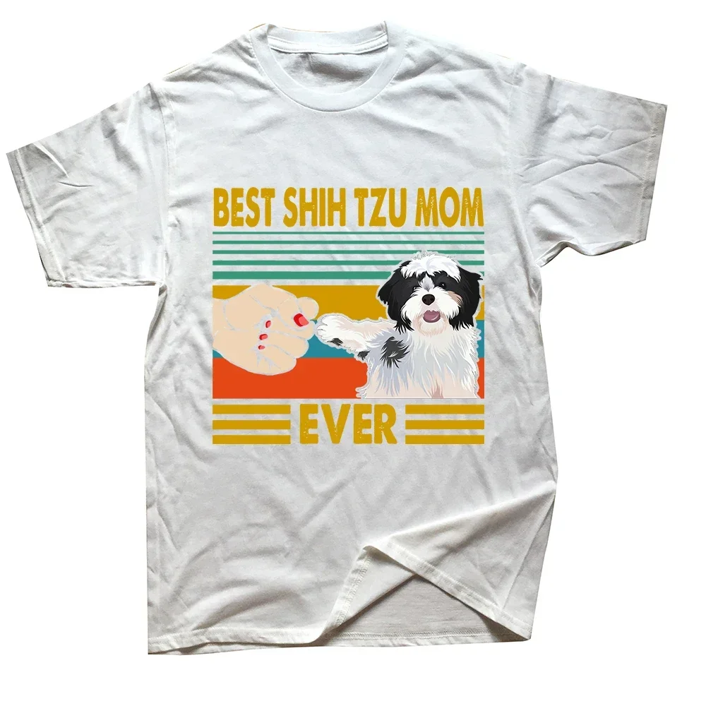 Best Shih Tzu Mom Ever Funny Dog Owner T Shirts Summer Graphic Cotton Streetwear Short Sleeve Birthday Gifts T-shirt Men image 2