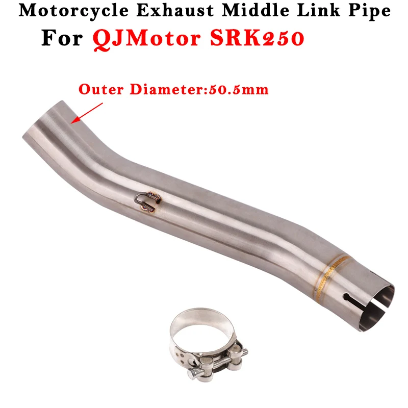 Motorcycle Exhaust Escape System Modified Muffler 51mm Middle Link Pipe Stainless Steel Tube Slip On For  QJMOTOR SRK250 SRK 250