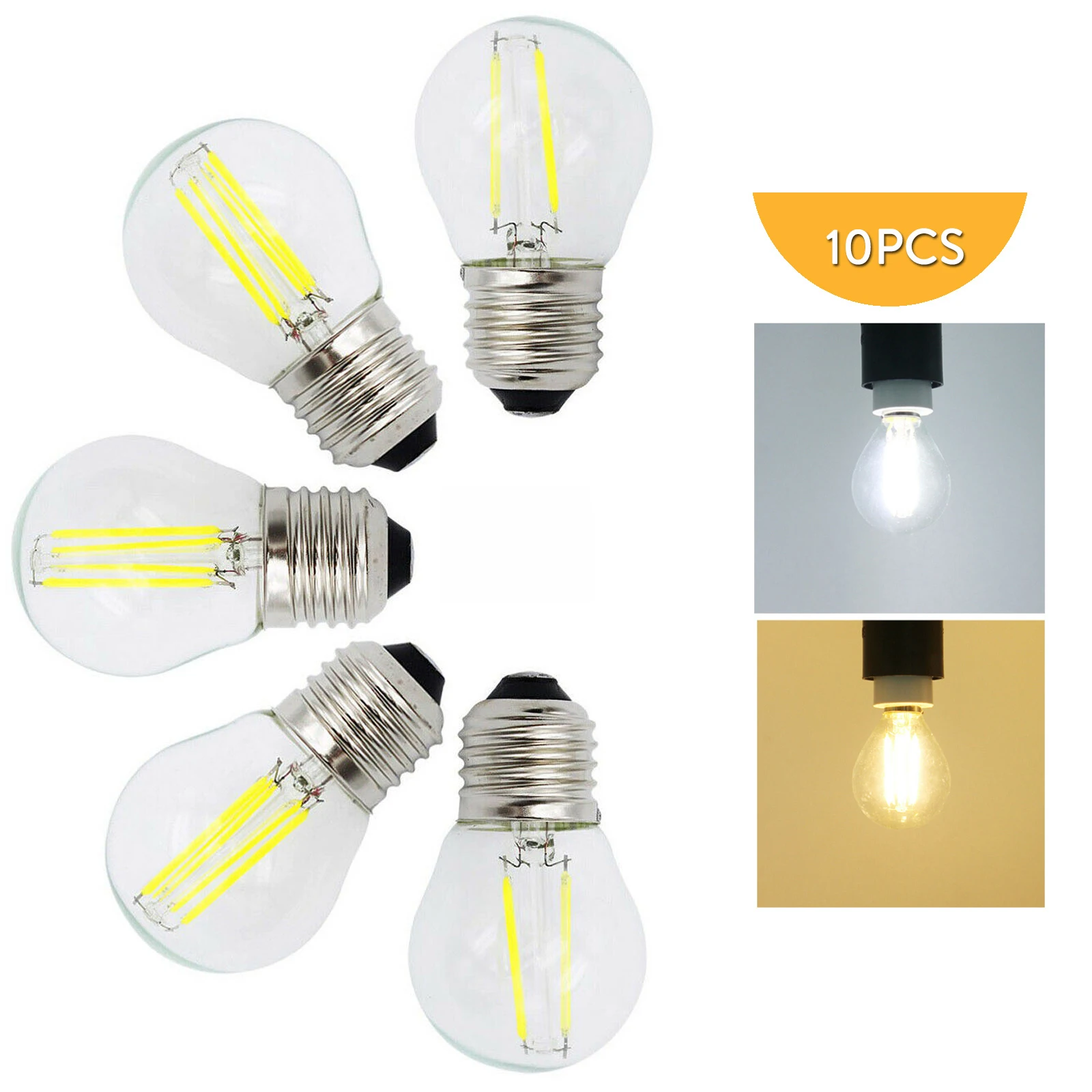 

10Pc G45 E27 Led Лампочка 220V 240V 4W 6W Ретро - теплый белый Edison стеклянный корпус свечи ретро 360 лучей