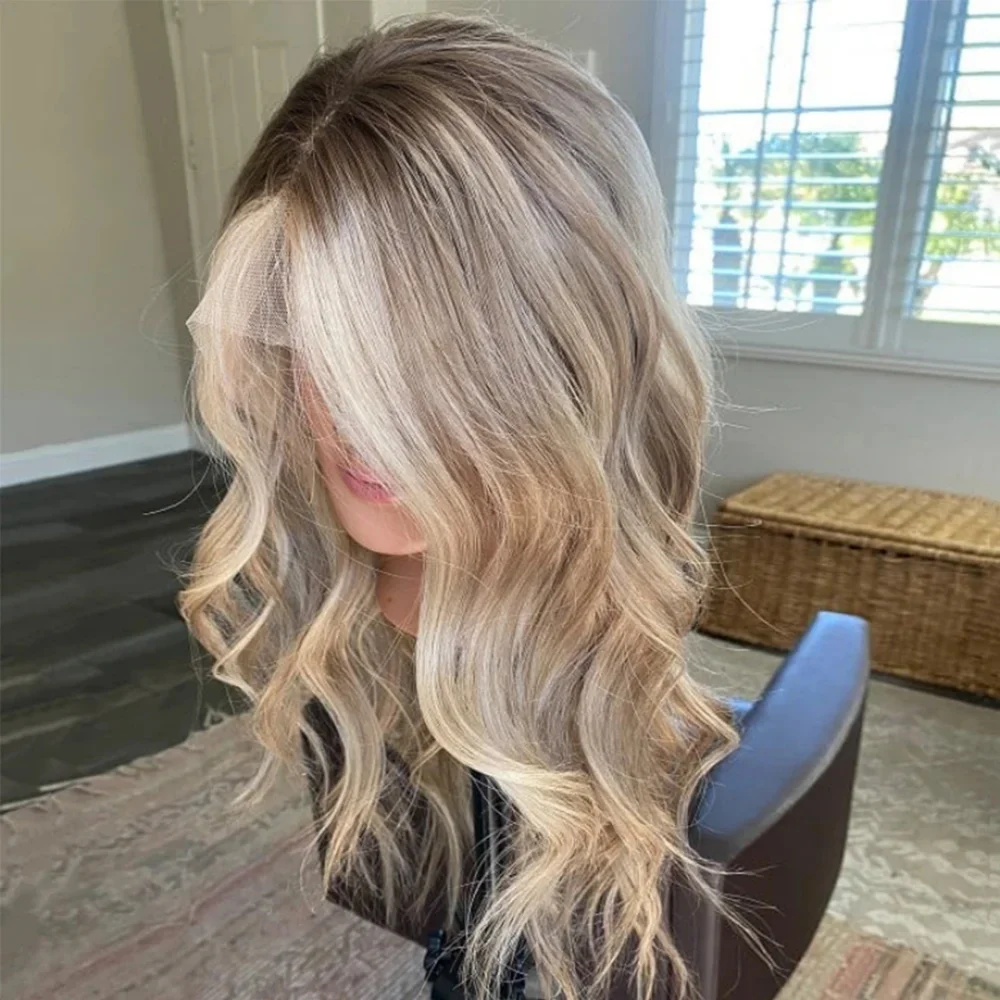 

Soft Highlight Blond Body Wave 150 density and 13×4 100%human hair wig lace front wig, with baby hair pre plucked