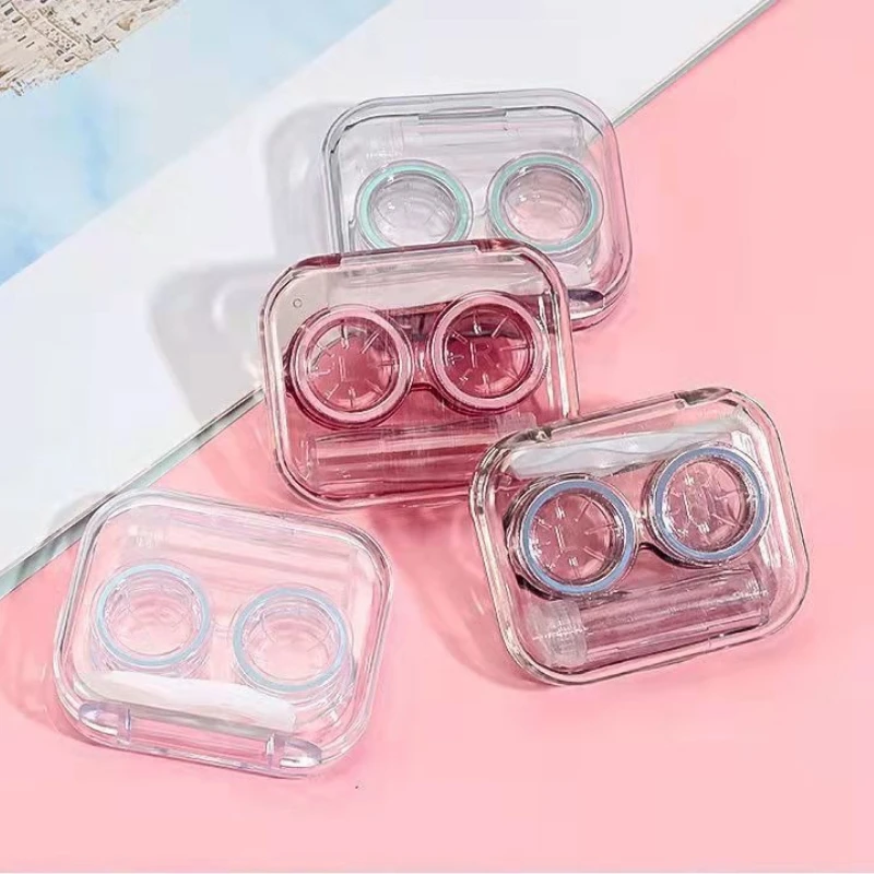 1pcs Contact Lens Cases Portable Plastic Storage Box With Tweezer Suction Stick Set Or Travel Holiday Contact Lenses Organizer