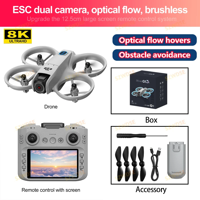 NIEUWE Originele GT3 Max Mini Drone 8K GPS Professionele HD Luchtfotografie Afstandsbediening Vliegtuigen HD Dual Camera Quadcopter Speelgoed