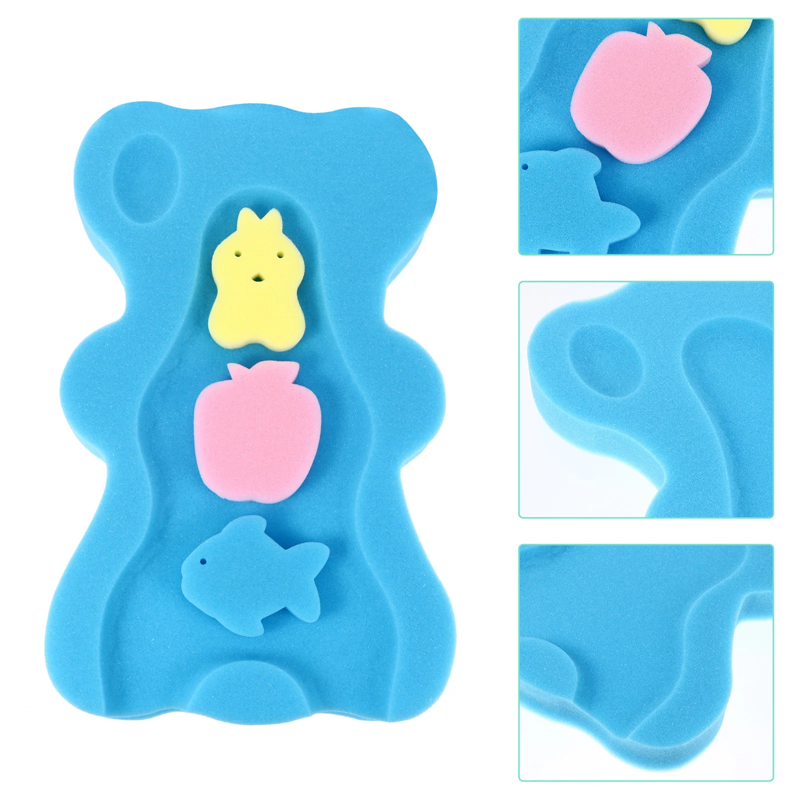 

1Set Comfortable Baby Bath Pad Soft Sponge Material Cartoon Design Skid Resistant Infant Bath Mat for Newborn Bathtub Safety