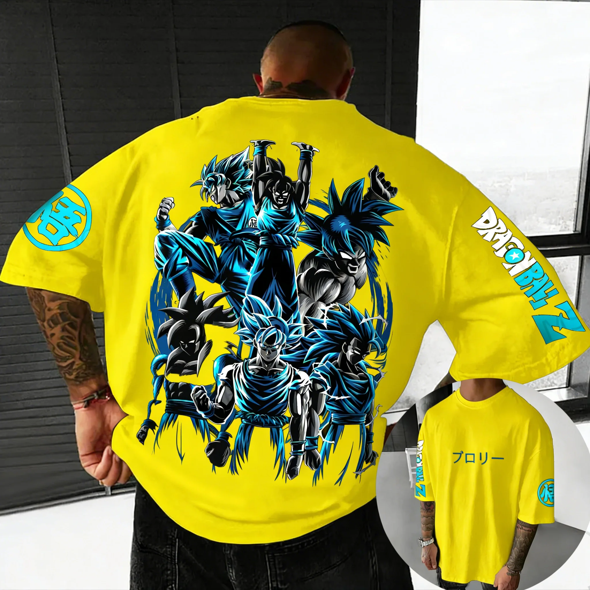 2026 Summer Dragon Ball Gym T-shirt 100% Cotton Goku All Forms Print Oversized Fitness Streetwear for Men Women Adults & Kids view 4