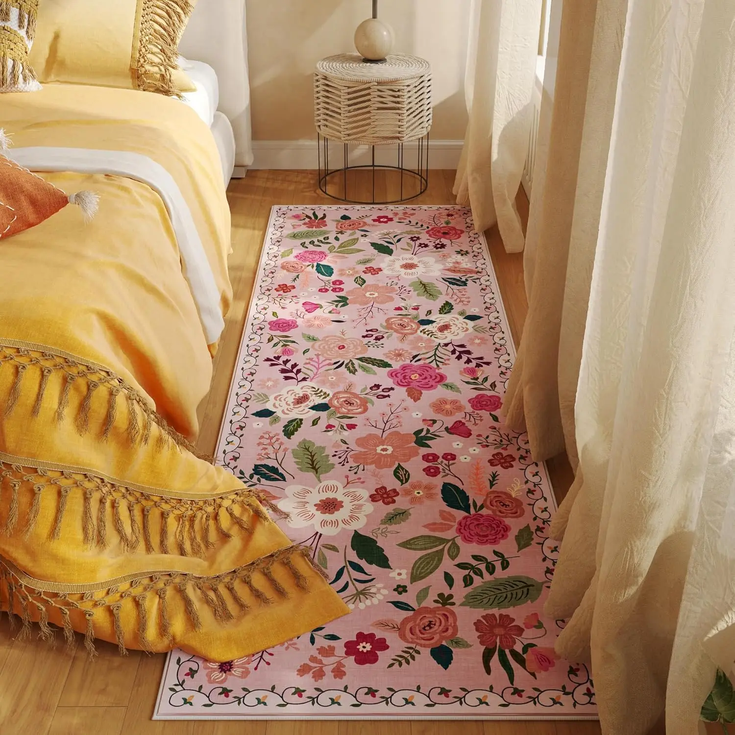VIKAMA Area Rug for Kitchen Non Slip Washable Soft Floral Carpet Runner Rugs for Hallways,Kitchen,Laundry,Bedroom,Bathroom Decor