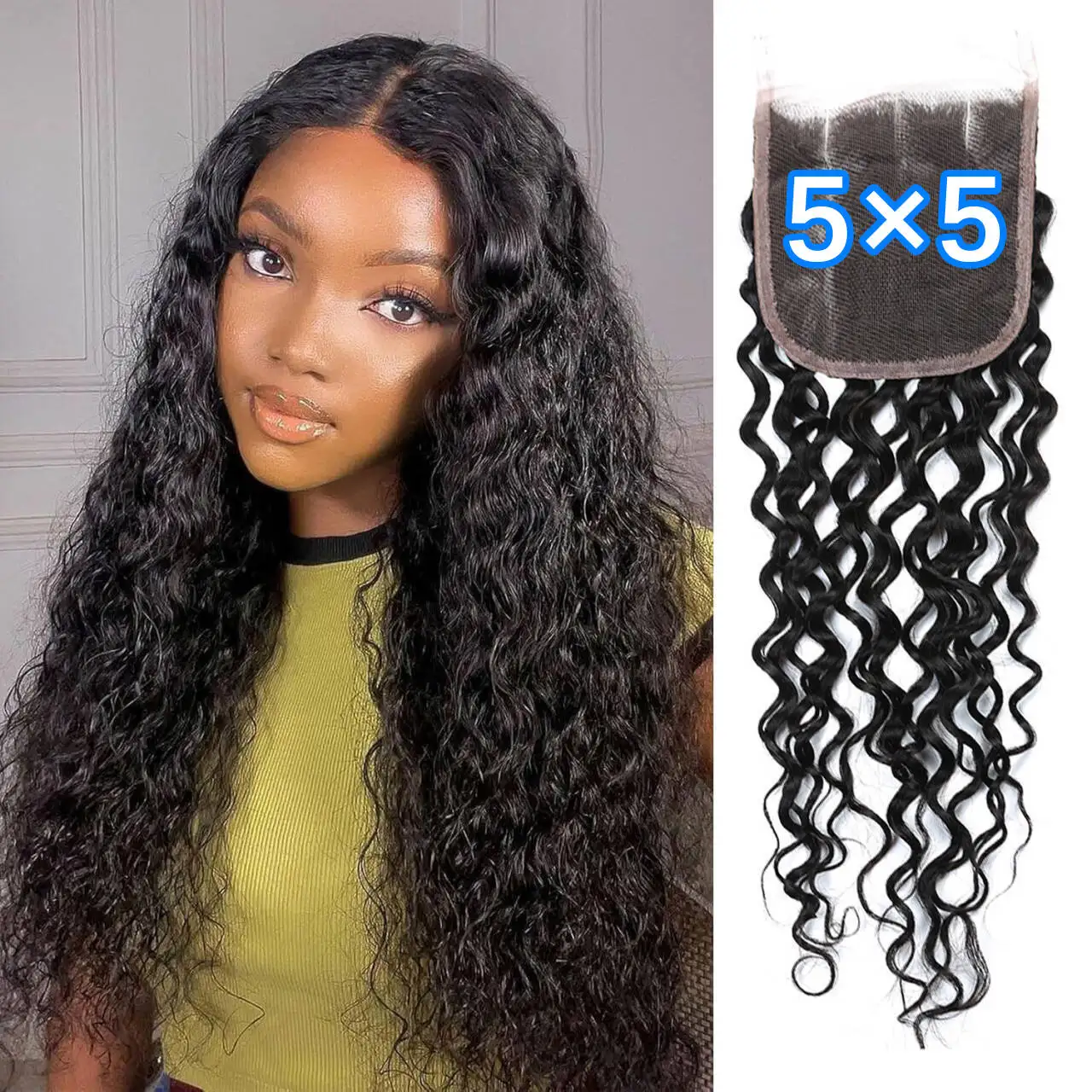 Water Wave 5x5 Lace Closure Only Human Hair Lace Closure Remy Hair HD Transparent Jerry Curly Afro Kinky Curly Closure Soft Full