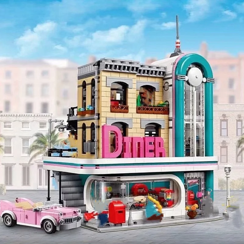 

Серия Street View, ностальгическая модель ресторана, 2488 шт., строительные блоки, 10260, развивающая игрушка для детей на Рождество и рождение