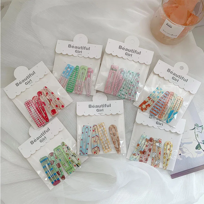 

Sweet Colorful Fruit Printed Plaid BB Clips Spring Summer Hair Clips Cute Daily Hair Accessories for Women Teenagers Girls