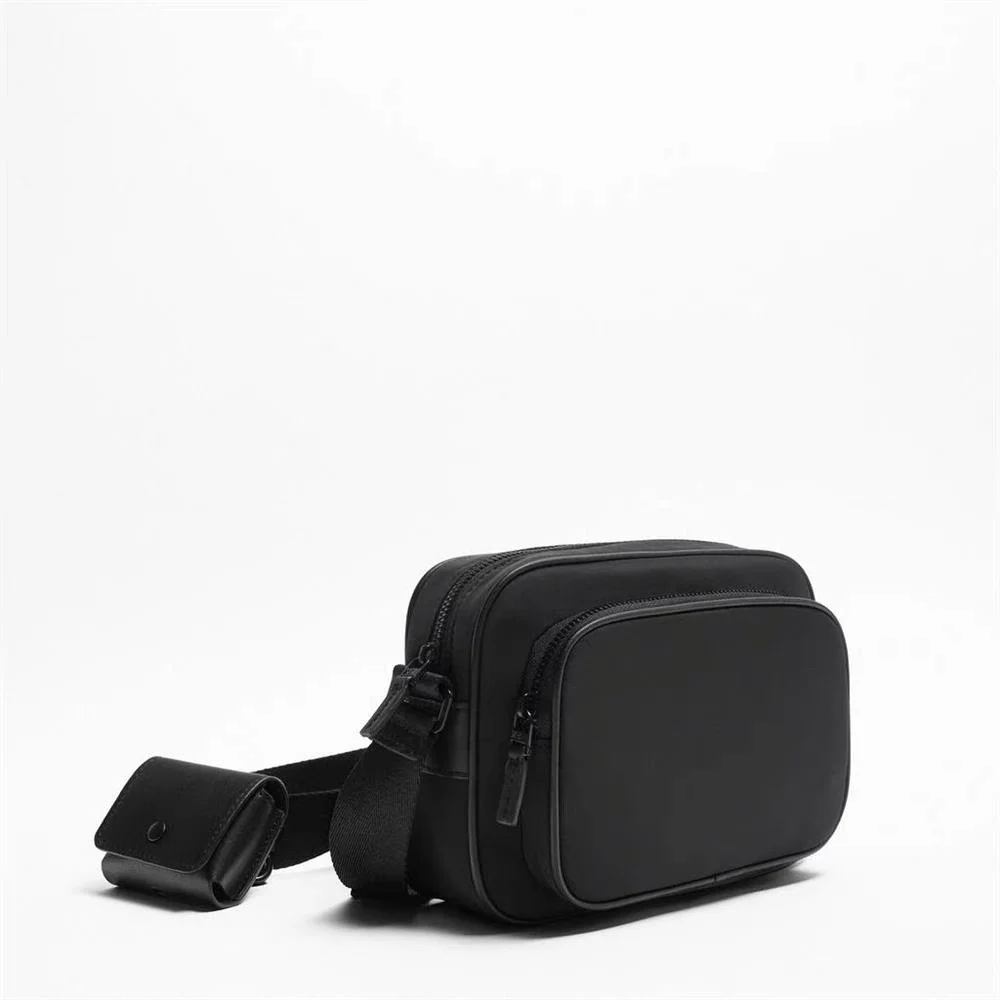 2024  New Men's Bag Fashion Brand Black Soft Nylon Skew Bag Men's Casual Shoulder Camera Messenger Purses And Handbags