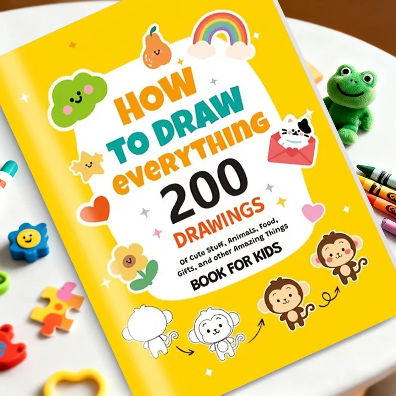 

Симпатичная обложка обезьяны, содержащая более 200 узоров, книга для рисования покровищем: как нарисовать все для начинающих рисовать