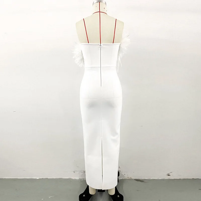 Sukienka bandażowa suknia wieczorowa biała elegancka sukienka w kwiaty slim fit sukienka na przyjęcie weselne sukienka