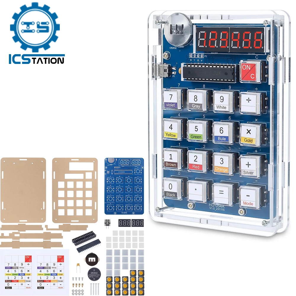 DIY Calculator Kit 6 Digits Electronic USB/Battery Powered Desk Calculator Soldering Project Practice for School Students Learn