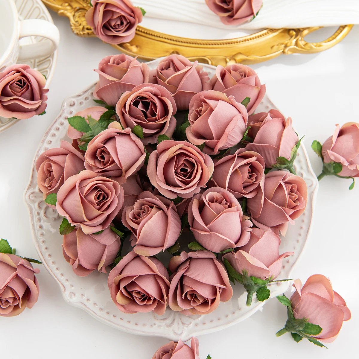 Künstliche Blume Seide Günstige Rose Kopf Hause Hochzeit Dekoration Weihnachten Party DIY Geschenk Box Sammelalbum Handwerk Handgelenk Blume Hotsale – Detail 8