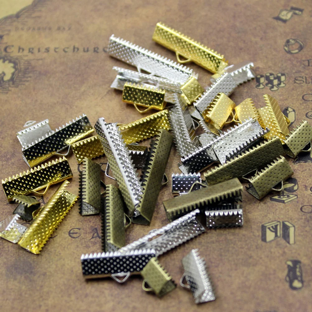 

370pcs Lobster Clasp Extender Chain Ancient Bronze White Diy Jewelry Making Fastener Clasps Plated Ribbon Ends Textured