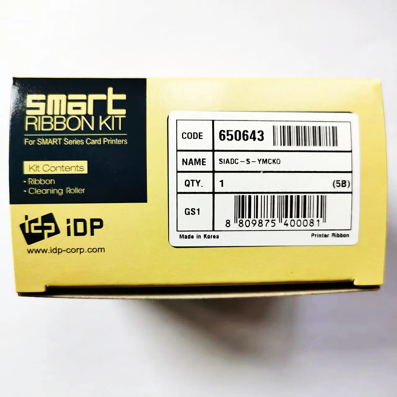 original idp 650643 YMCKO full color resin black and overlay panel ribbon with cleaning roller 250 cards roll
