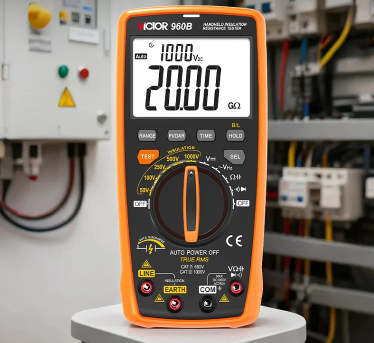 VICTOR Rechargeable 2 IN 1 Insulation Resistance Multimeter Tester 20GΩ 1000V True RMS Built-In Lithium Battery Electric Tool
