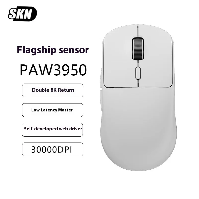 SKN Winged Dragon Wireless Gaming Mouse Tri-mode E-sports Dual 8K Paw3950 Lightweight Low Latency FPS Mouse Custom PC Gamer Mice