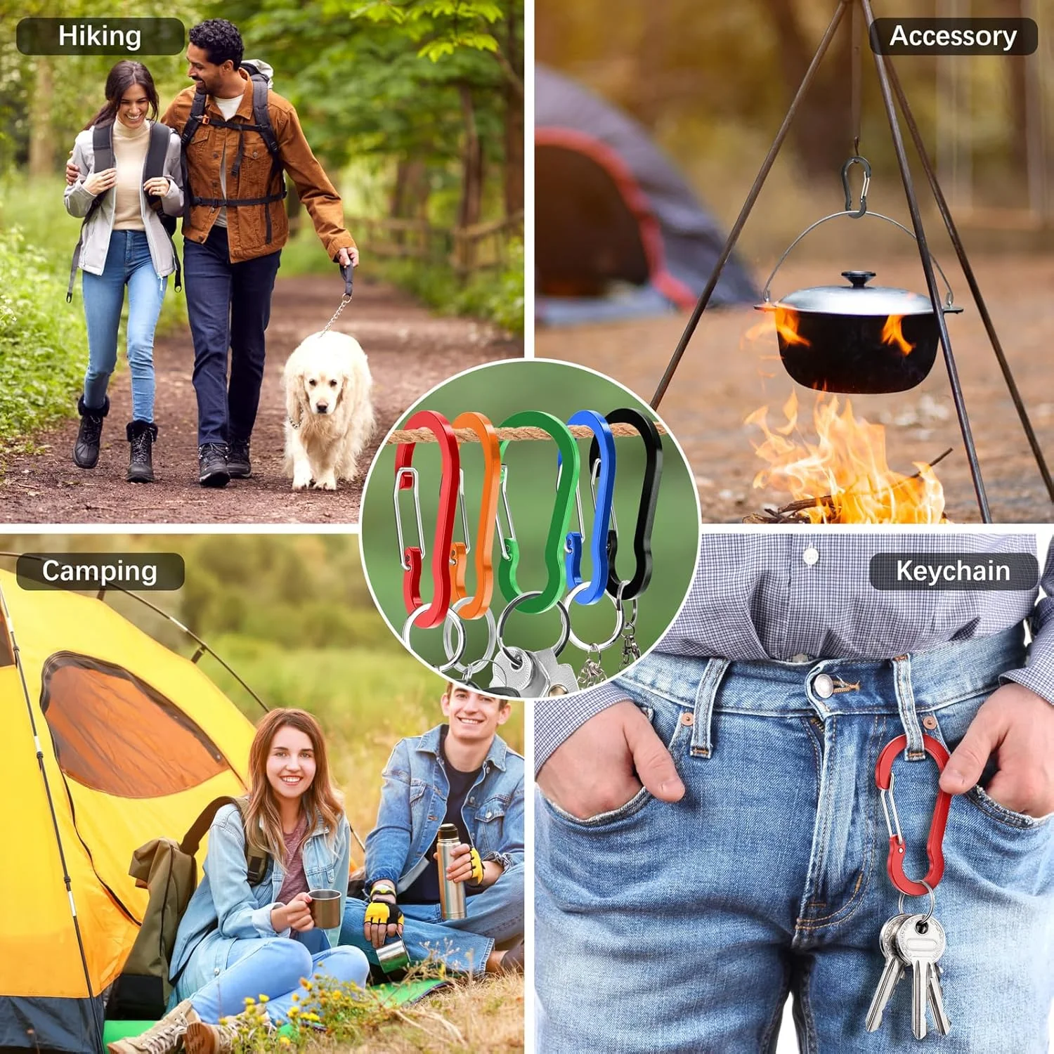 CC1 متعدد الاستخدام D حلقة تسلق كليب 6/12 حزمة صغيرة سلسلة المفاتيح الصغيرة 2 بوصة الألومنيوم متعدد الألوان تسلق الملحقات دروبشيبينغ #5
