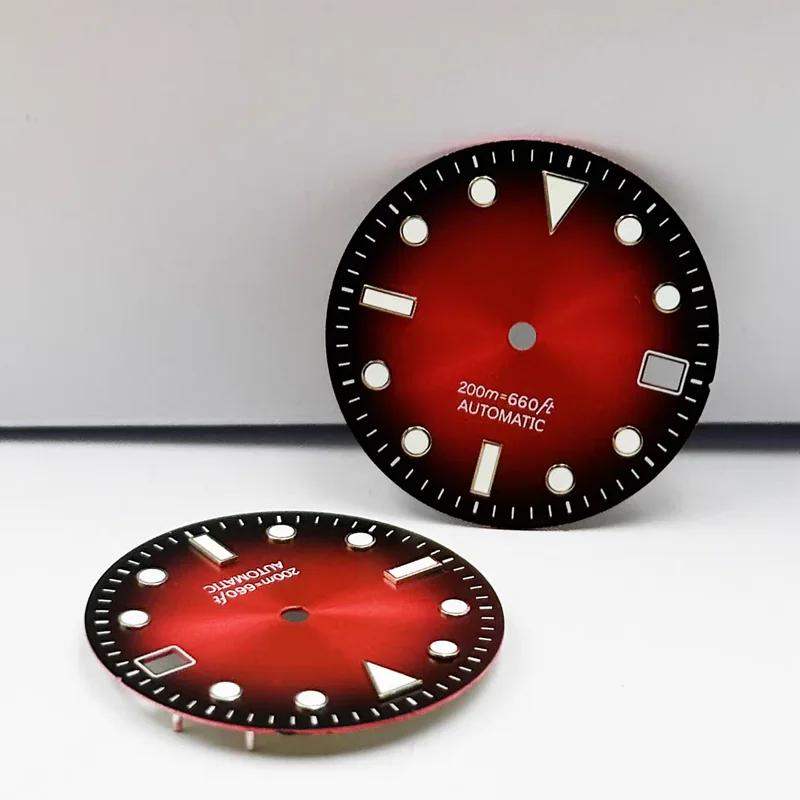 Mostrador NH35 de 28,5 mm com logotipo S, luminoso verde, adequado para movimento NH35, acessório de modificação de relógio mecânico