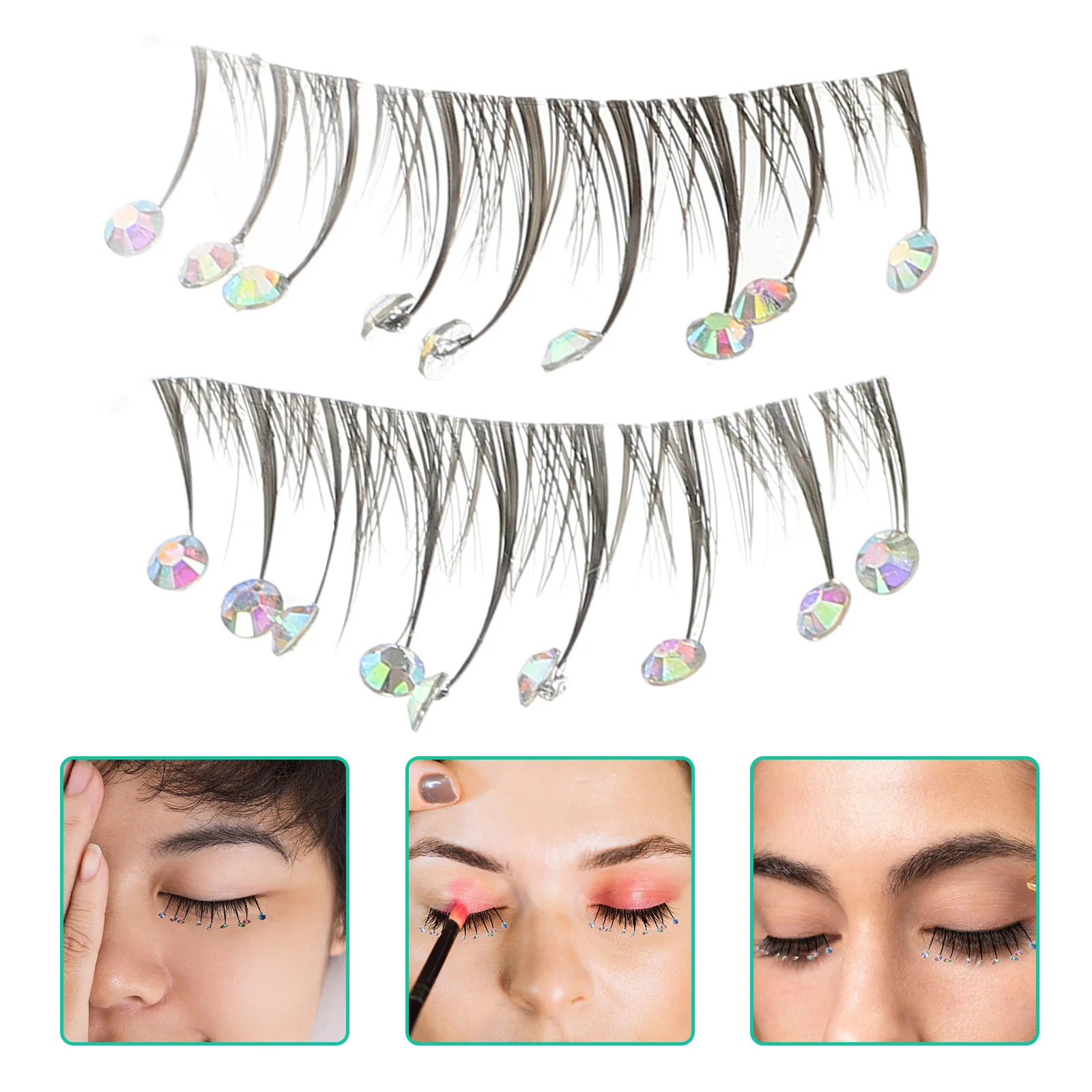 

10Pcs Eyelashes with Mini Rhinestones Girls Lash Strips Fake Eyelashes Makeup Eyelash Girls Makeup Supplies