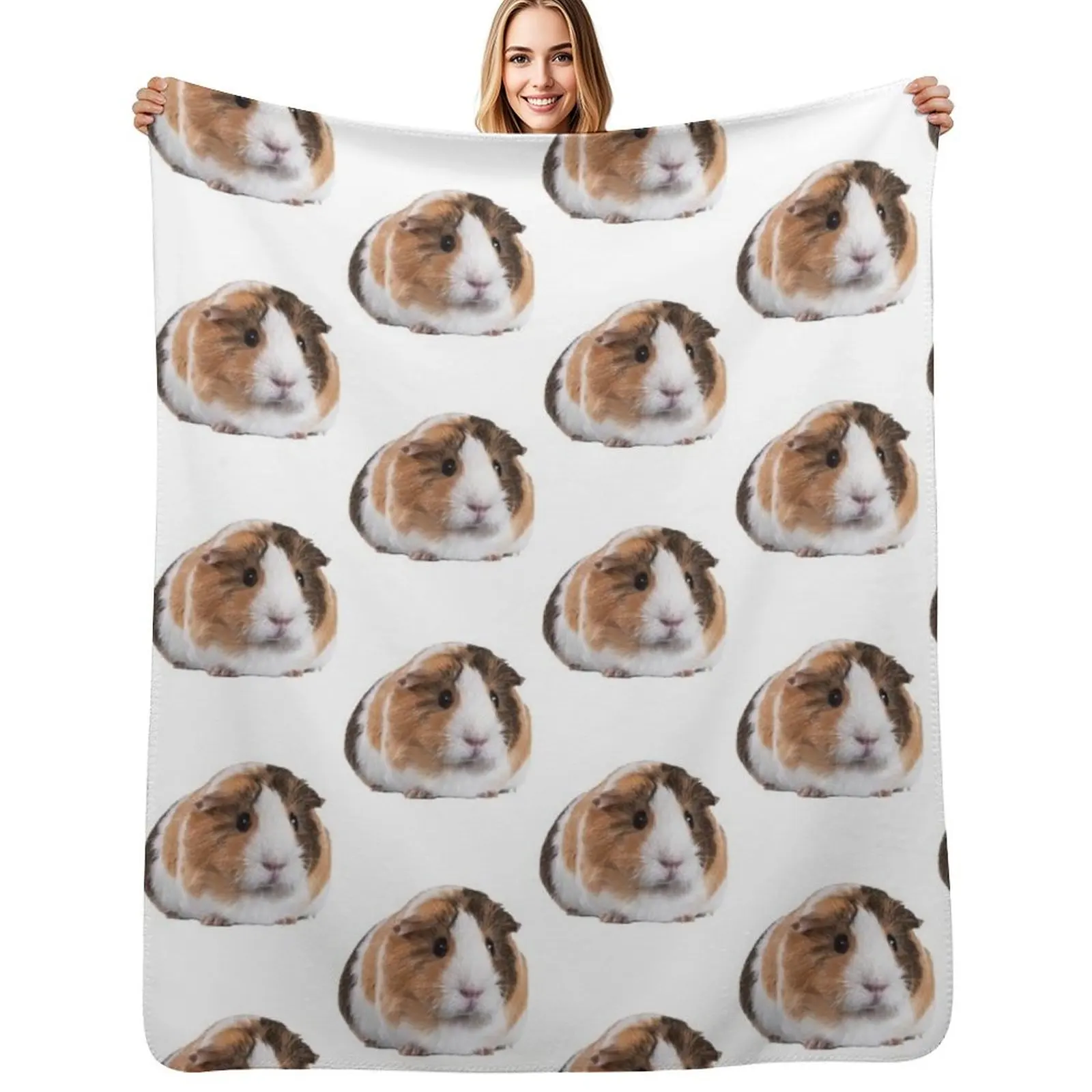 Cute Guinea Pig Throw Blanket Plush Fuzzy Cozy Blanket for Couch Sofa