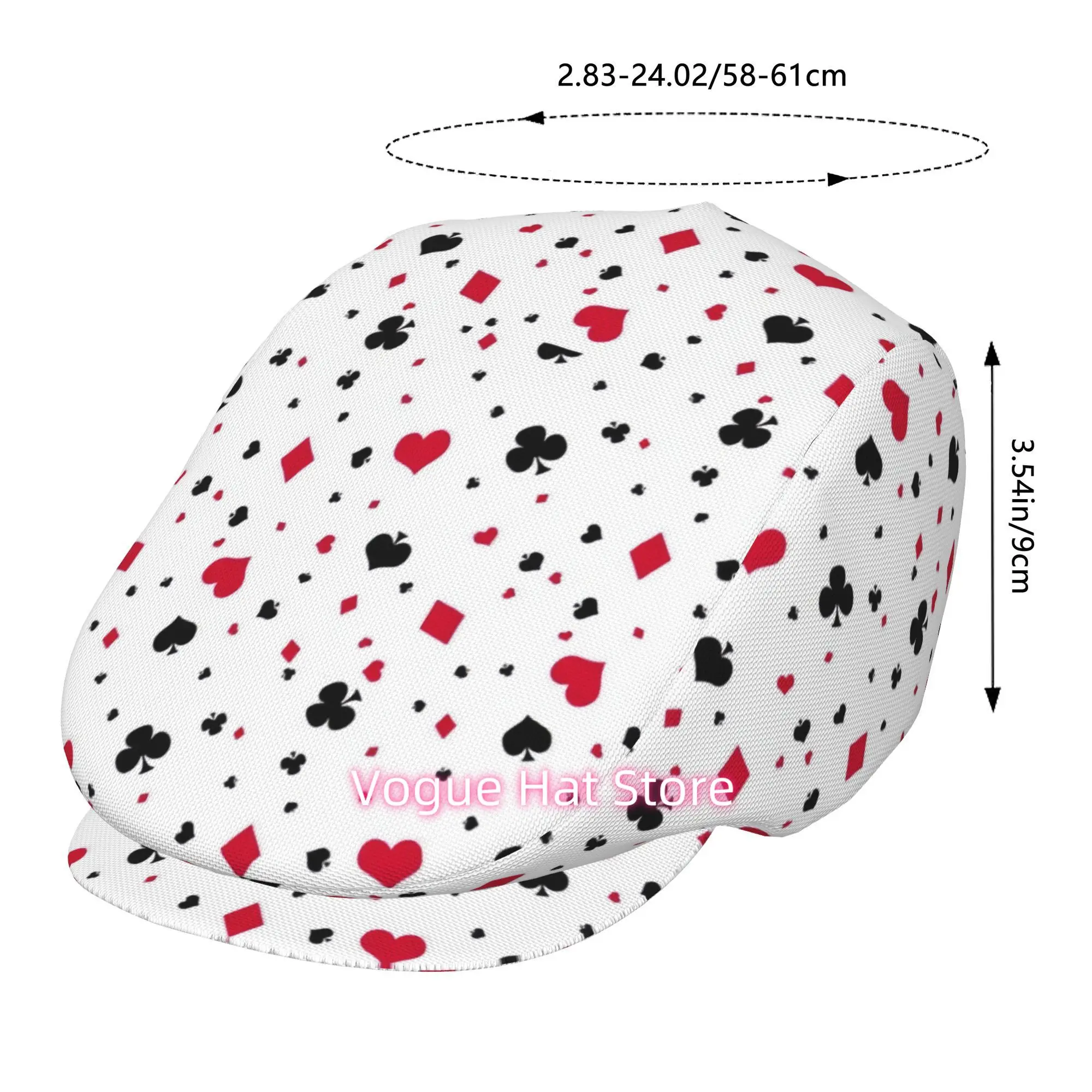 1pc Poker cards flying All-over printed beret,  newsboy cap, unisex, a must-have fashion accessory for outdoor leisure activitie