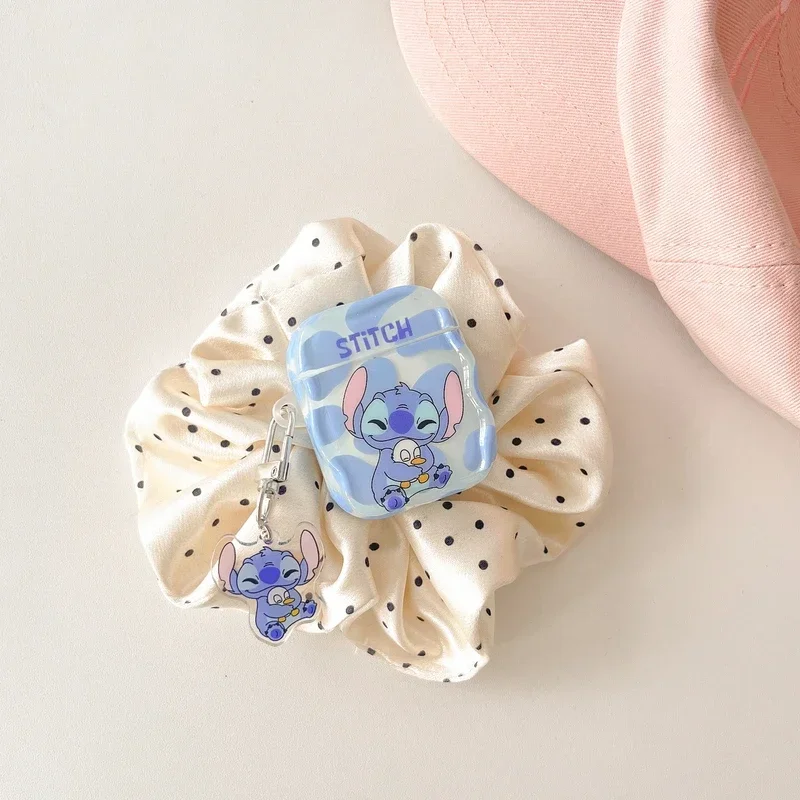 Cute cartoon Disney Stitch Earphone Case For Airpods 1 2 3 4 Pro 2 Wireless Bluetooth Headset Protective Soft Cover With Pendant