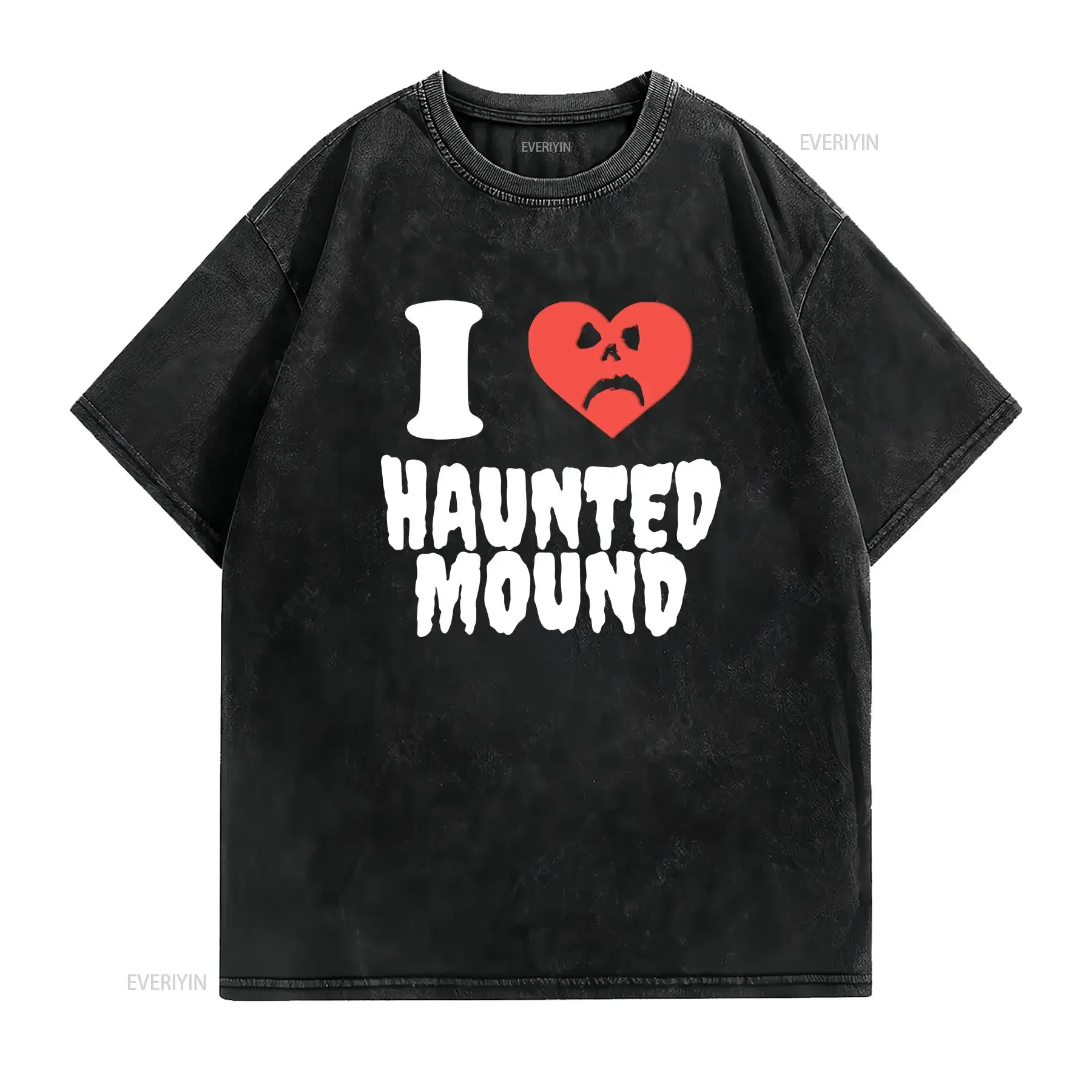 I HEART HAUNTED MOUND Mens Double Sided PRINT T Shirt sz XL BUTCHER HOUSE TOUR vintage Washed streetwear Unisex Stretched homme