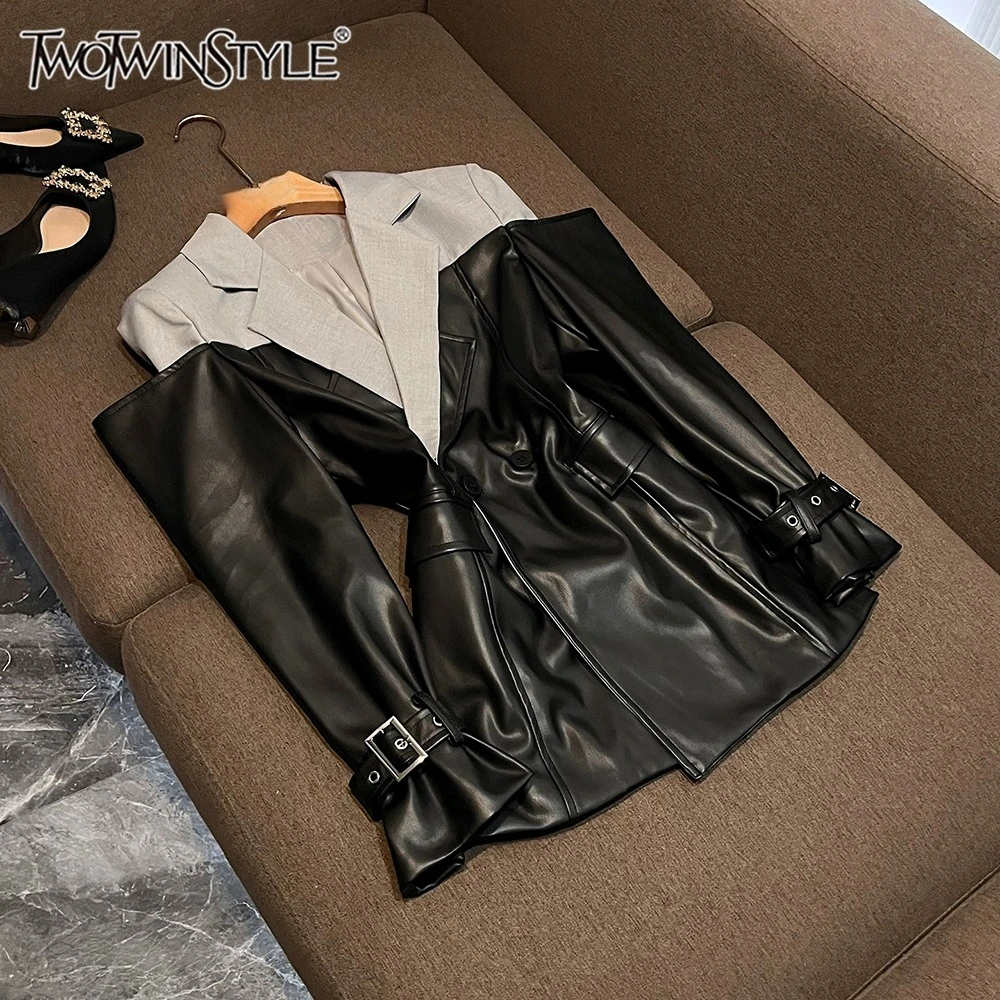 

Сексуальные модные куртки TWOTWINSTYLE для женщин, с V-образным вырезом, длинными рукавами, карманами, осенняя повседневная куртка, новинка KJA550991