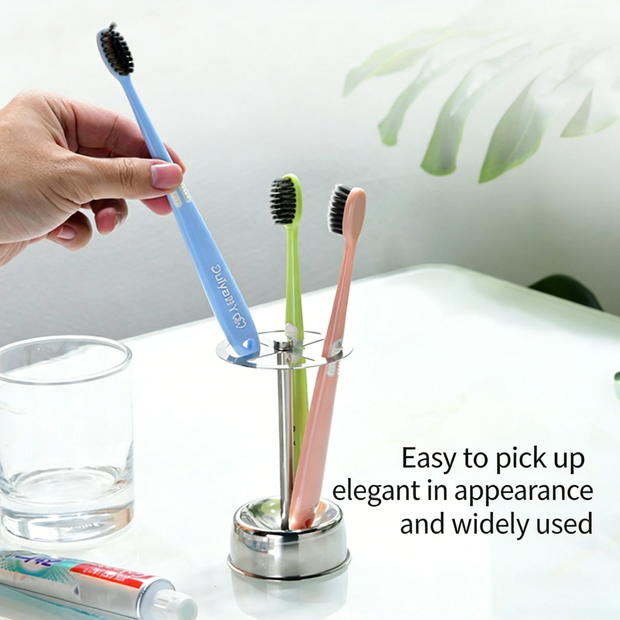 Multifunctional Stainless Steel Toothbrush Holder, Toothpaste Rack, Bathroom Vanity Countertop Storage Organizer, Stylish Design