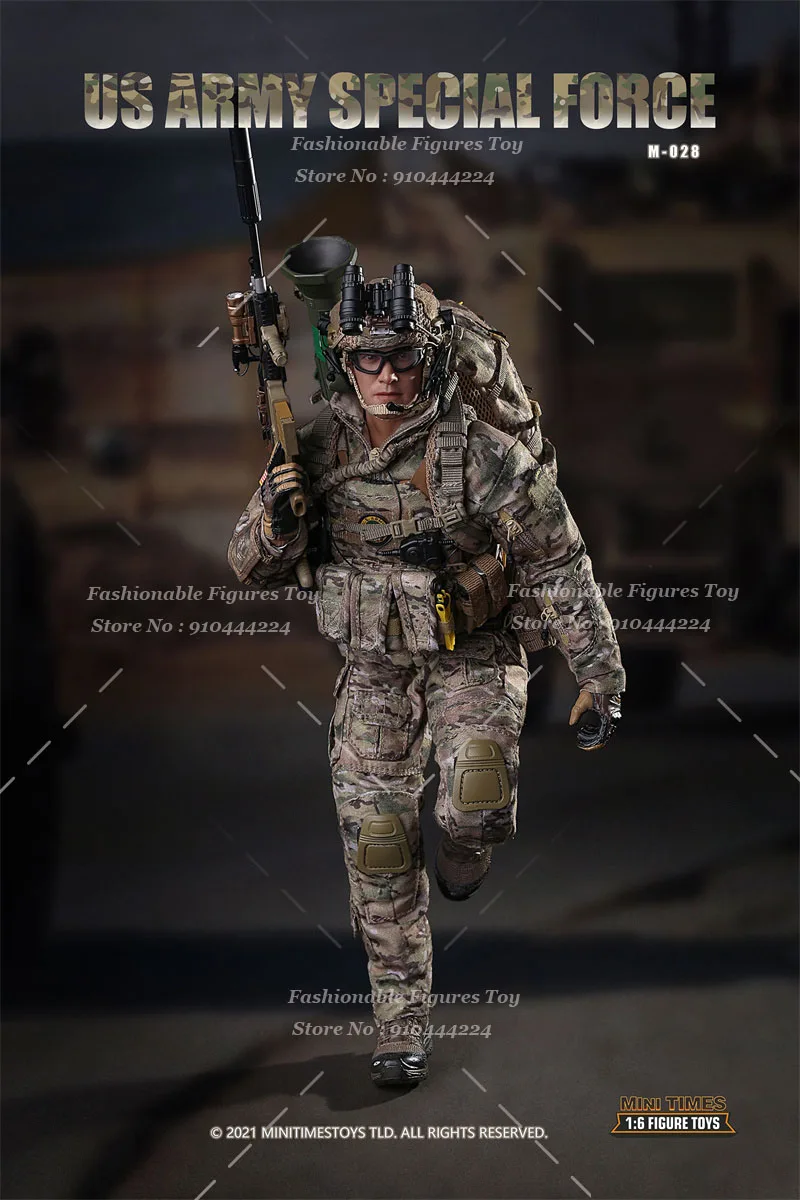Minitimes M 028 1/6 Men Soldier US Army Special Forces Parachute Jump Camouflage Combat Military Dolls 12Inch Action Figure Body