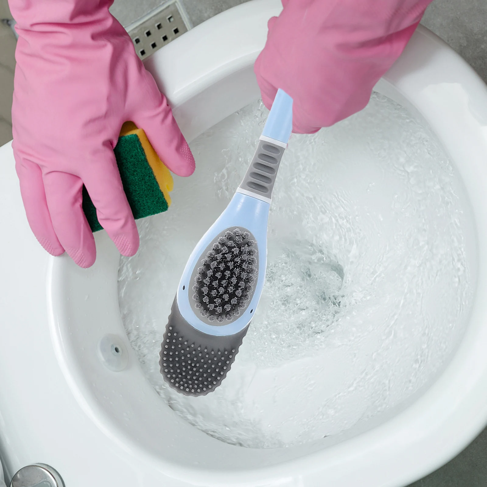 

Silicone Toilet Brush Powerful Bristles 360 Degree Cleaning Compact Design Bathroom Accessories Reusable Scrubber Household