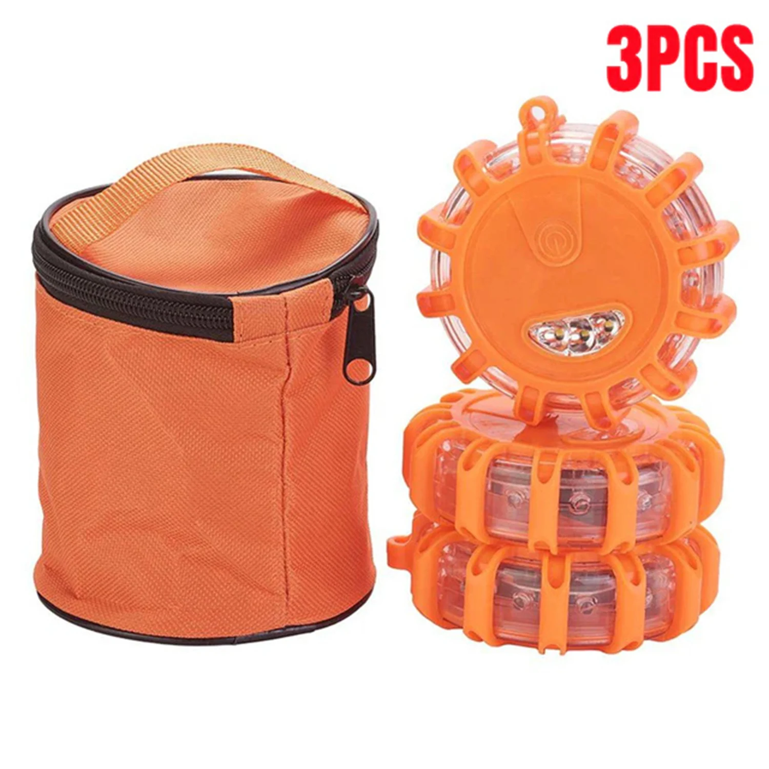 3 db LED-es útjelző autó vészjelző lámpák útszéli biztonsági jelzőfény tárcsás villogó figyelmeztető jelzőrakéta készletek mágneses talpú tárolótáskákkal