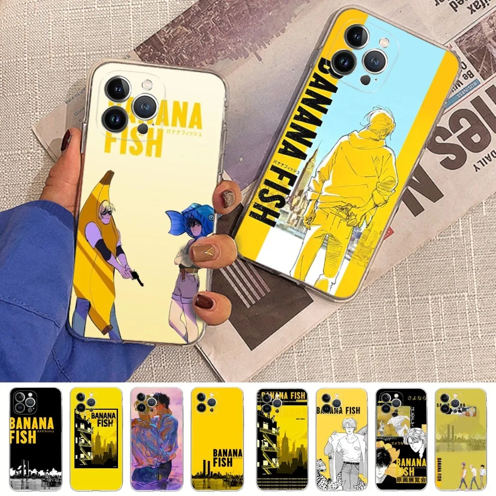 Banana Fish Phone Case For iPhone 15 14 11 12 13 Mini Pro XS Max Cover 6 7 8 Plus X XR SE 2020 Funda Shell