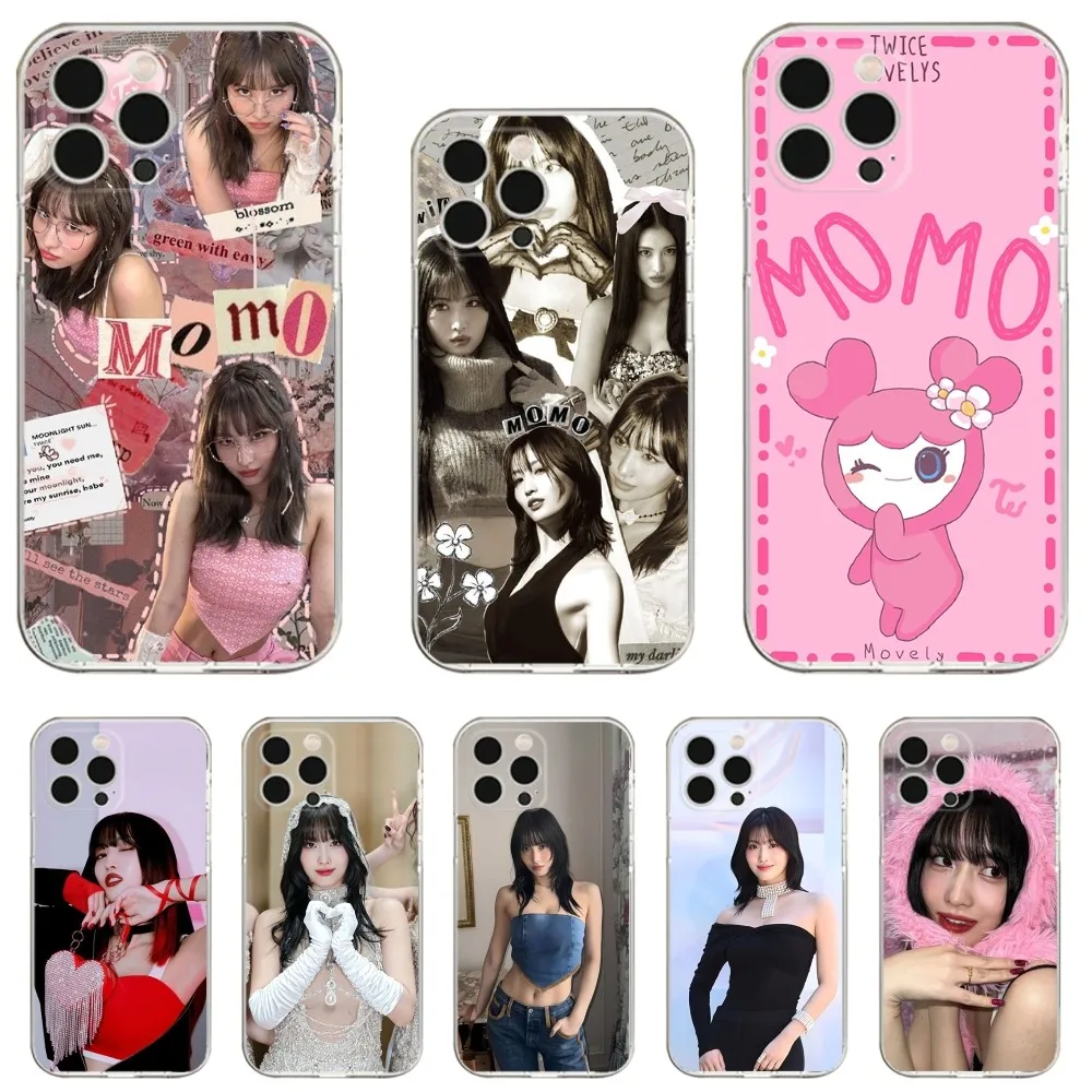 T-Twice Momo Phone Case For iPhone 16,15,14,13,12,11 Plus,Pro,Max,XR,XS,X,7,8 Plus,SE,Mini Transparent Shell