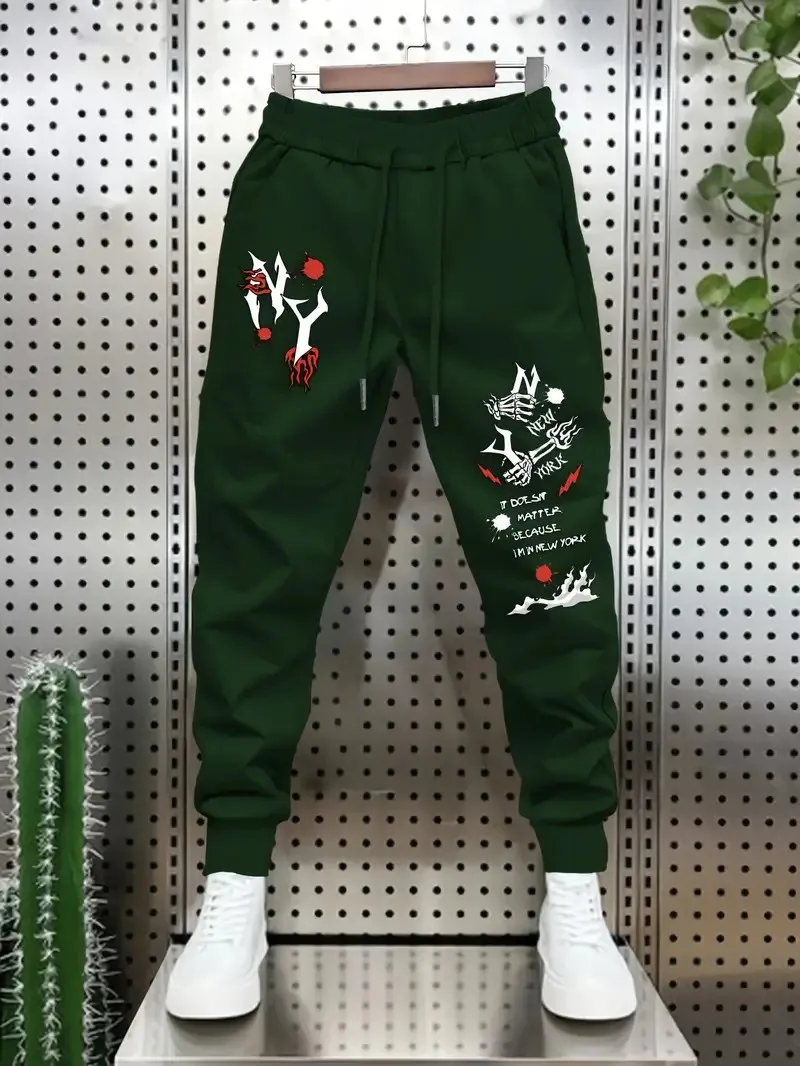 The new men's trousers for Spring and Autumn 2025 are casual fashionable soft comfortable and simple with 3D letter prints