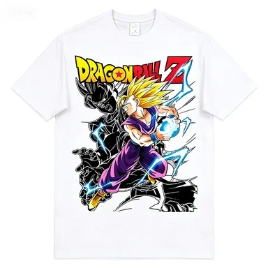 Dragon Ball Z Super Saiyan European Print Pattern T-shirt Casual Short-sleeved T-shirt Casual and Comfortable Men Women Outfit