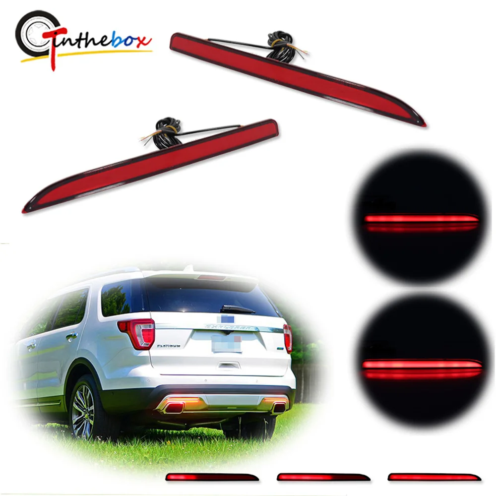 Czerwone światła odblaskowe LED tylnego zderzaka samochodu dla Ford Explorer 2016-2019 tylne/światło hamowania tylne światło przeciwmgielne dynamiczny kierunkowskaz