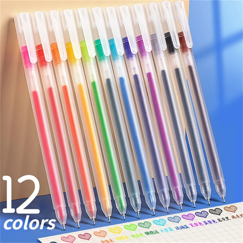 Multicolor colorido conjunto de canetas Gel, Fine Point Pen, caneta de tinta para colorir, desenho, rabiscos, recados, papelaria Journal, 0,5mm, 6 pcs, 12pcs