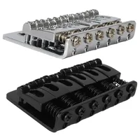 6 String 65MM Metal Fixed Hardtail Saddle Bridge Top Load Guitar Tailpiece for Electric Guitar Accessory, Chrome and Black