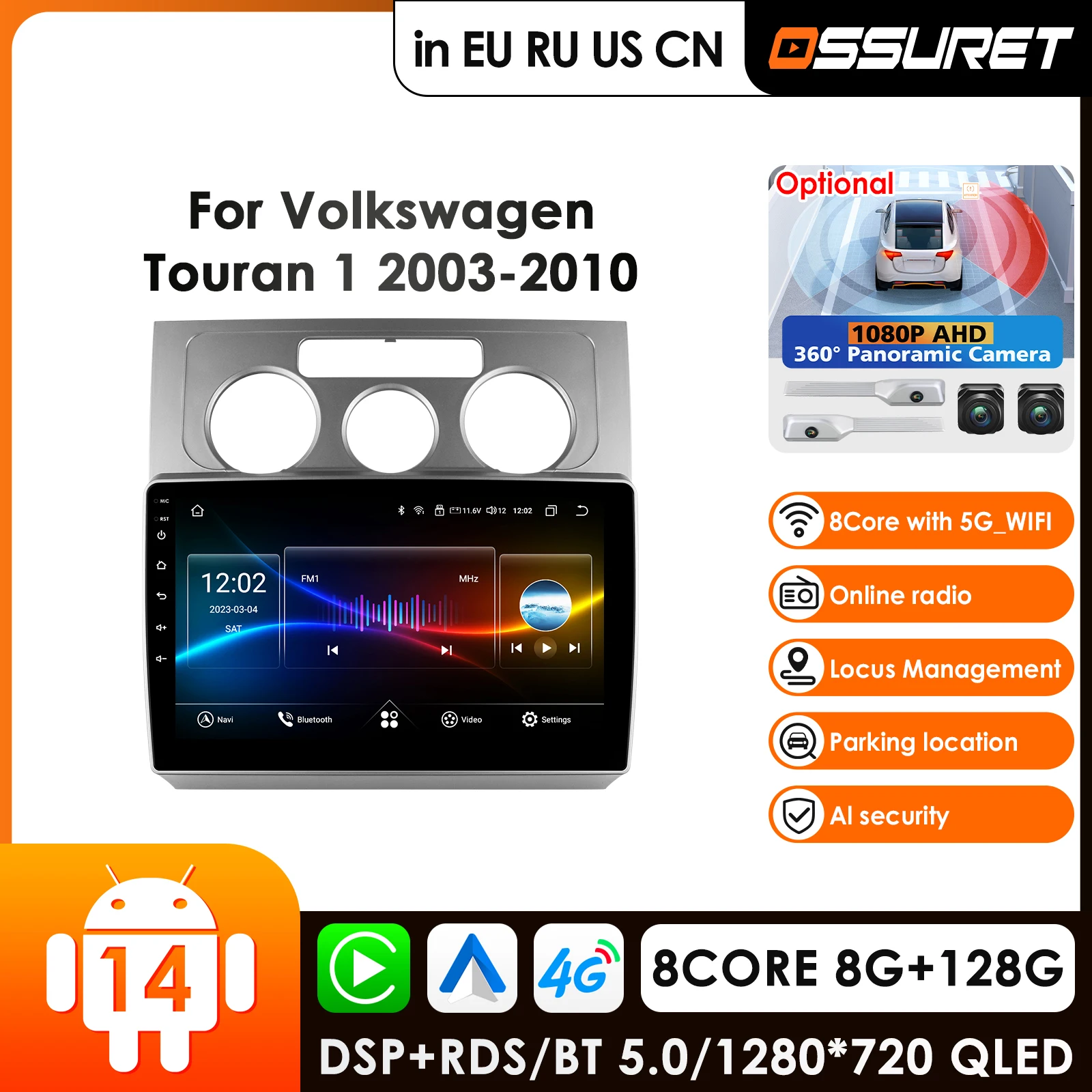 

Carplay AndroidAuto 10.1'' Car Radio GPS for Volkswagen Touran 1 2003 - 2010 Multimedia Video Player Navigation Stereo Autoradio