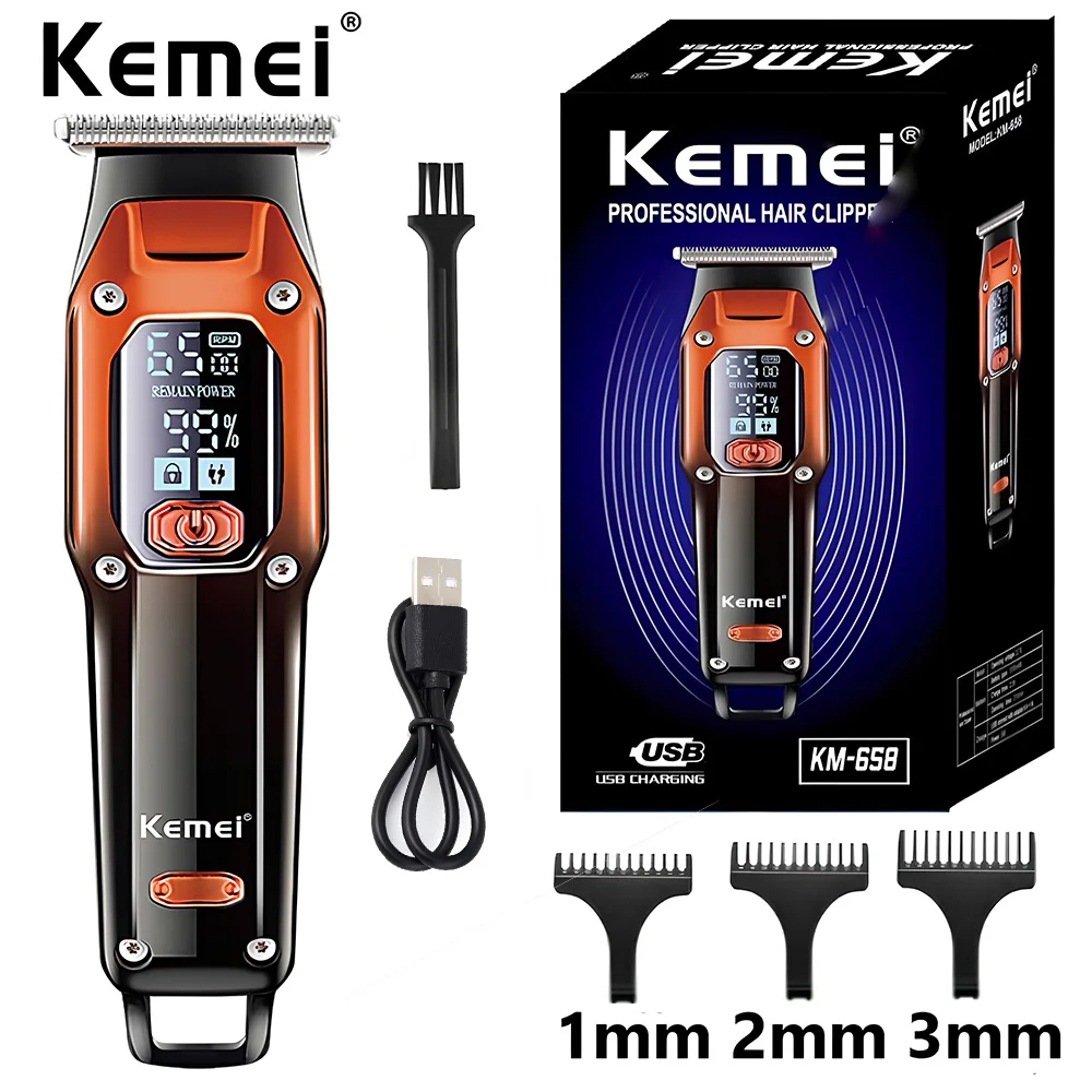 เครื่องเล็มขนสำหรับหนวดเคราผู้ชาย Kemei-658เครื่องโกนหนวด Electr แบบมืออาชีพเครื่องโกนหนวดแบบที่ตัดขน