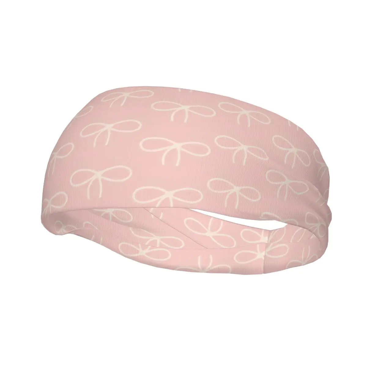 Cute Pink Tones With Bows Sports Headband Quick Dry Sweatband for Gym Tennis Outdoor Sport Hair Band