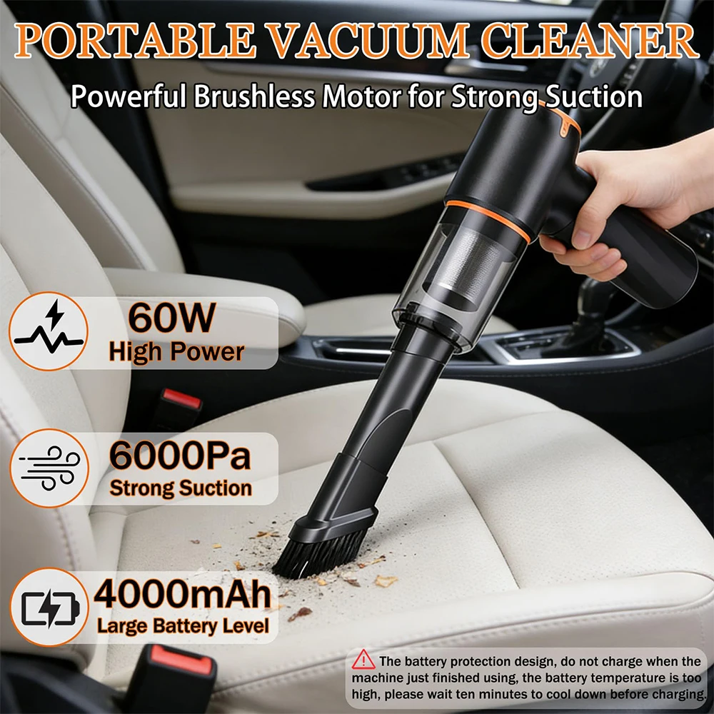 YIJU 98000PA Car Vacuum Cleaner Portable Wireless Cleaner Powerful Strong Suction Handheld Cleaning Machine for Home Appliance