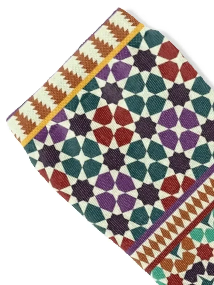 Alhambra Tessellations - red, blue and purple Socks shoes Heating sock custom Christmas Women's Socks Men's