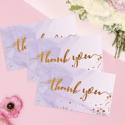 50pcs/ Pack Gold Textured Thank You Cards, Suitable For Weddings, Business, Party Invitations, Holiday Cards