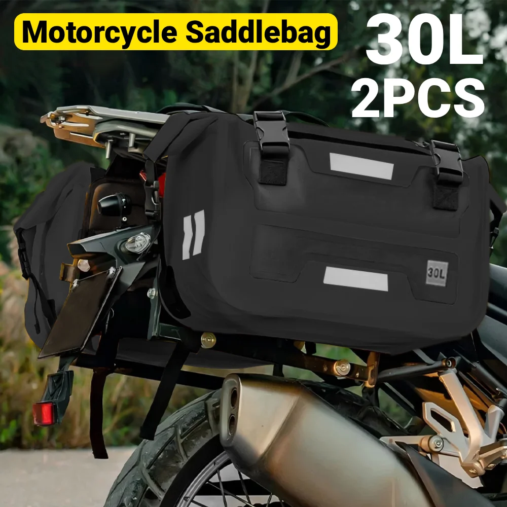 

2 шт., 30 л, седельная сумка для мотоцикла, пара, большая вместимость, быстросъемная, полностью водонепроницаемая, противоскользящая, модификация, аксессуары для езды