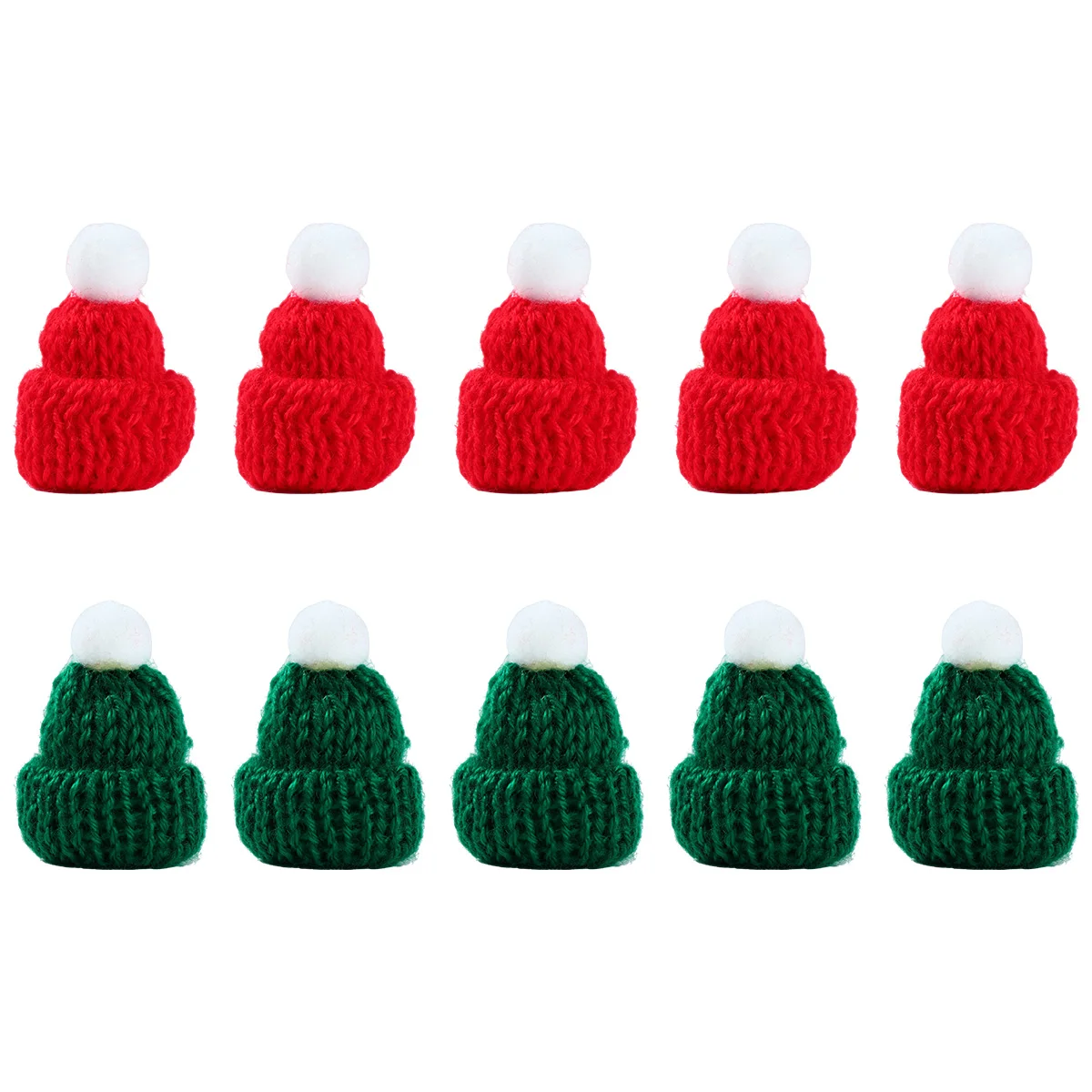 10Pcs Christmas Mini Finger Hat Santa Handmade DIY Wine Bottle Decor Knitted Hats Christmas Tree Ornament Xmas Party Favor 2024